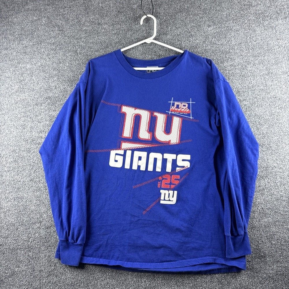 VINTAGE New York Giants Shirt Mens L Blue NFL Football Long Sleeve‎ No Huddle